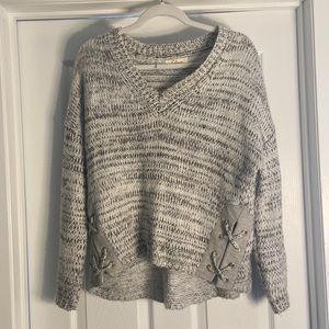 ELAN Black/white/grey tweed sweater